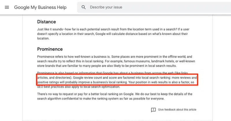 local SEO ranking factor
