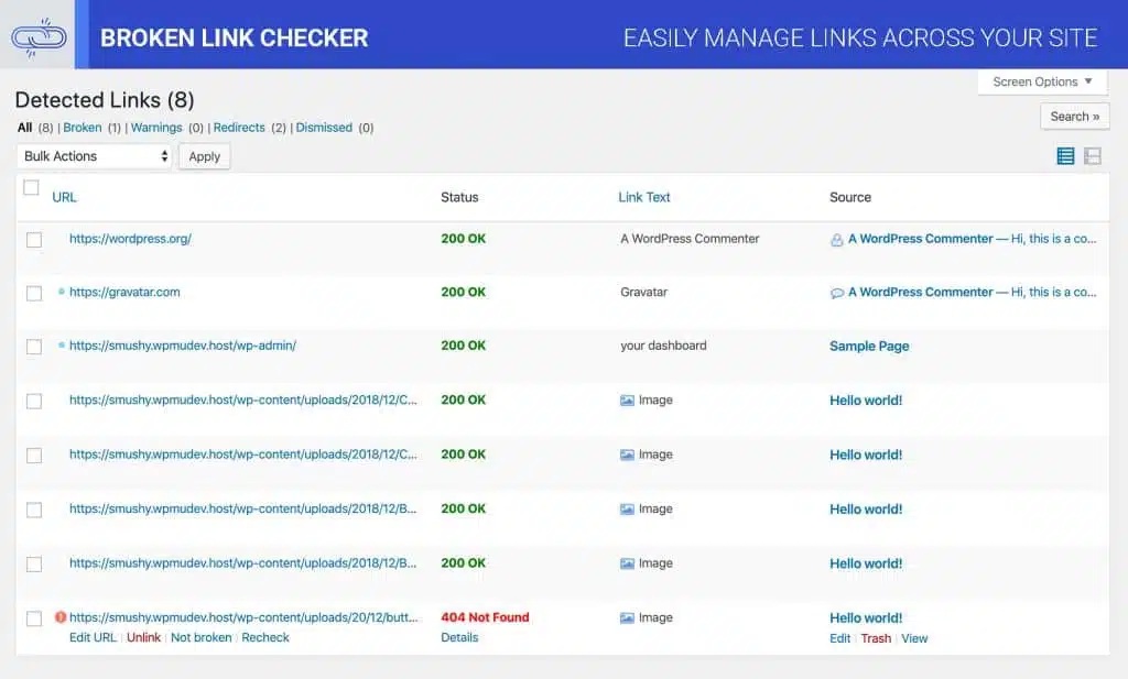 Broken link checker