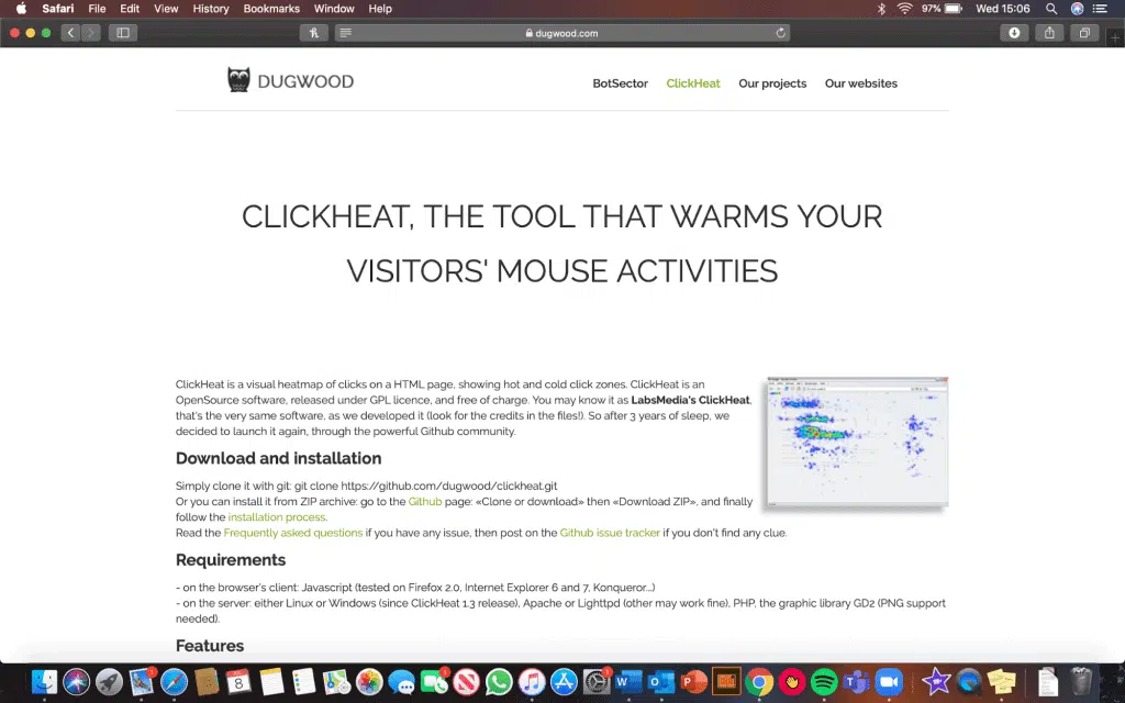 Dugwood Clickheat heatmaps