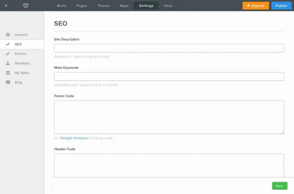 weebly see settings