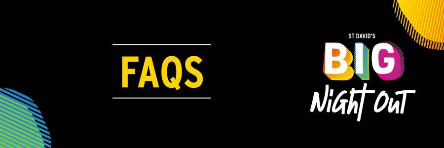 Banner with 'FAQS' in yellow text on a black background