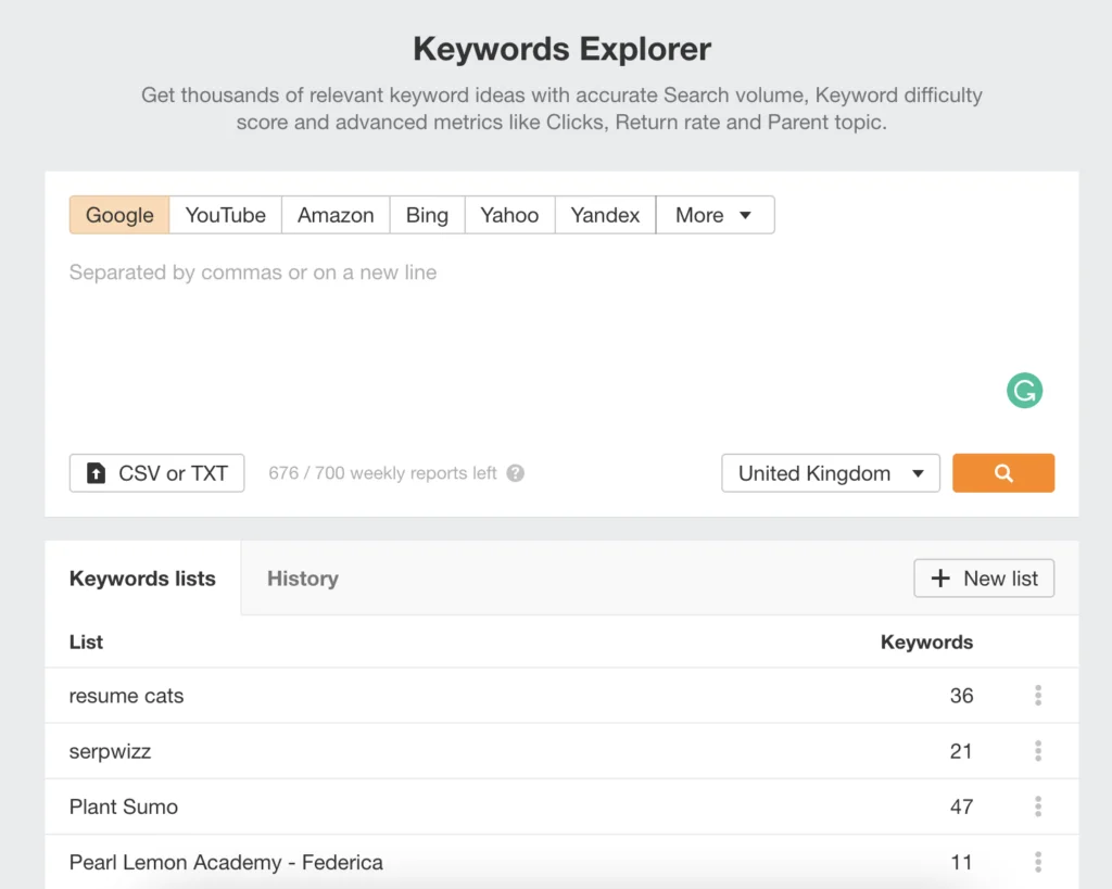 Ahrefs Keywords Explorer