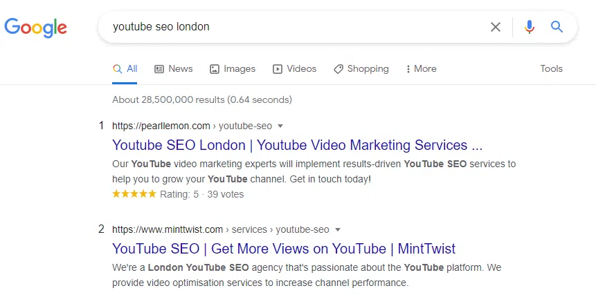 youtube seo london