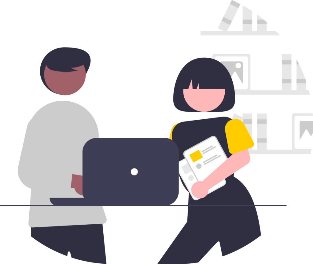 two-vector-looking-at-laptop