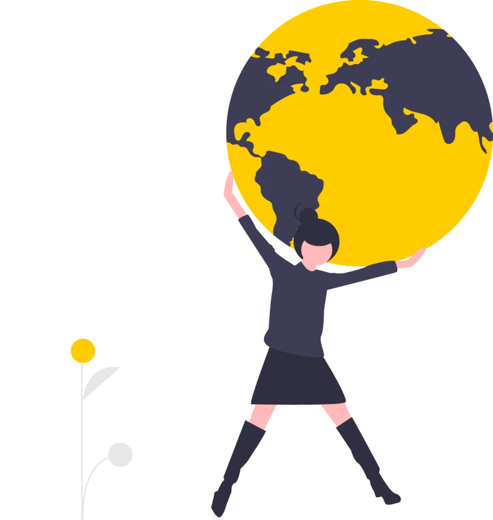 person-holding-large-yellow-globe-with-black-continents