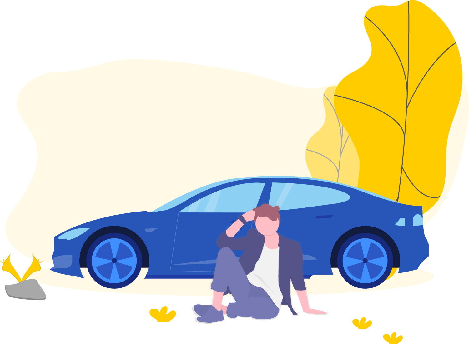 car and men sitting