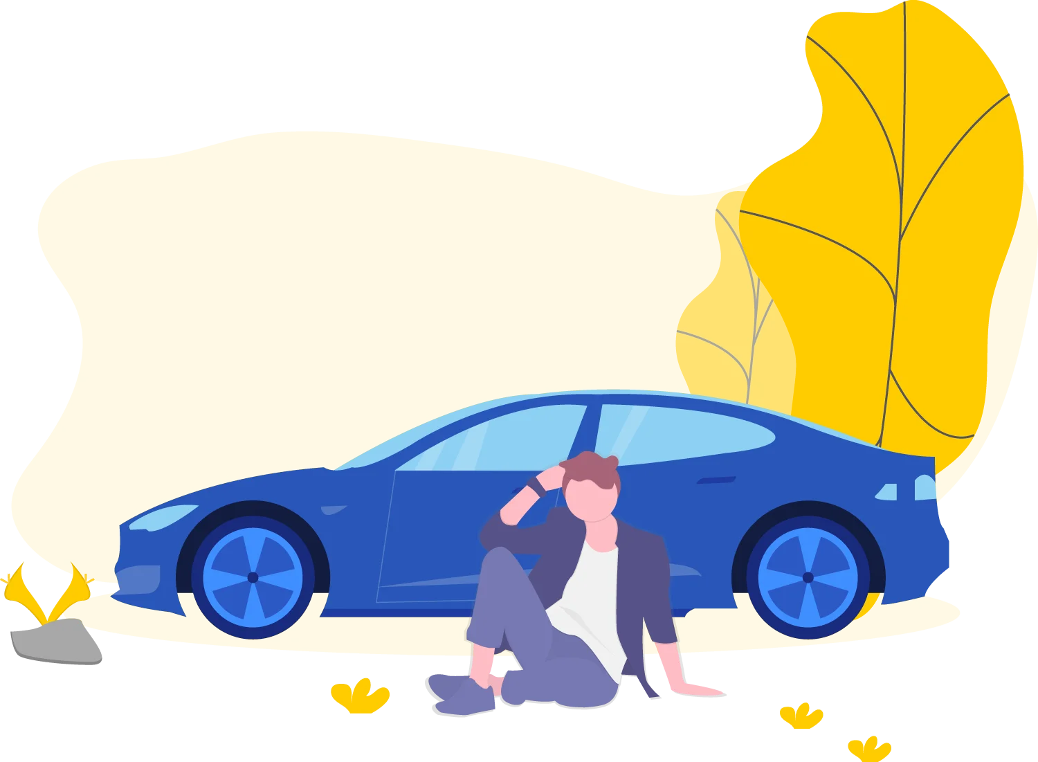 car and men sitting