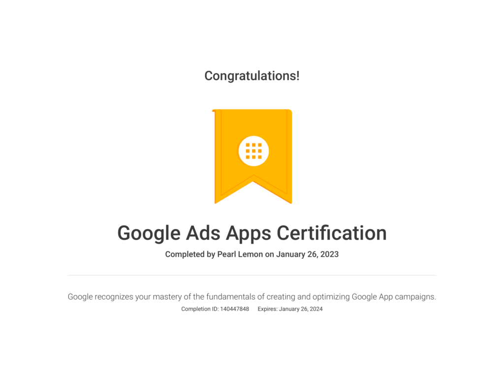 Google Ads Apps Certification Google 1