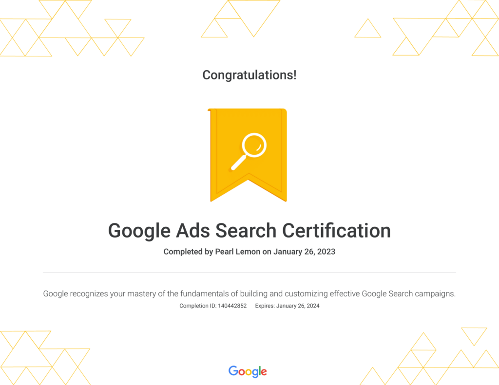 Google Ads Search Certification Google 1