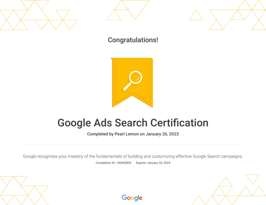 Google Ads Search Certification Google 1