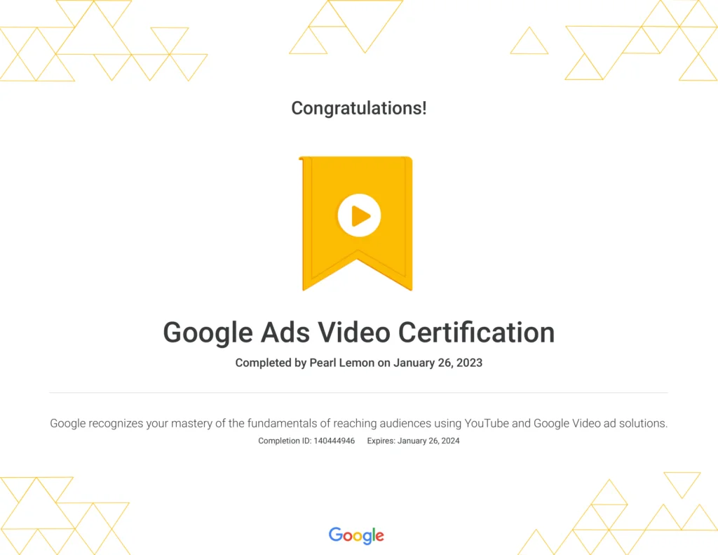 Google Ads Video Certification Google 1