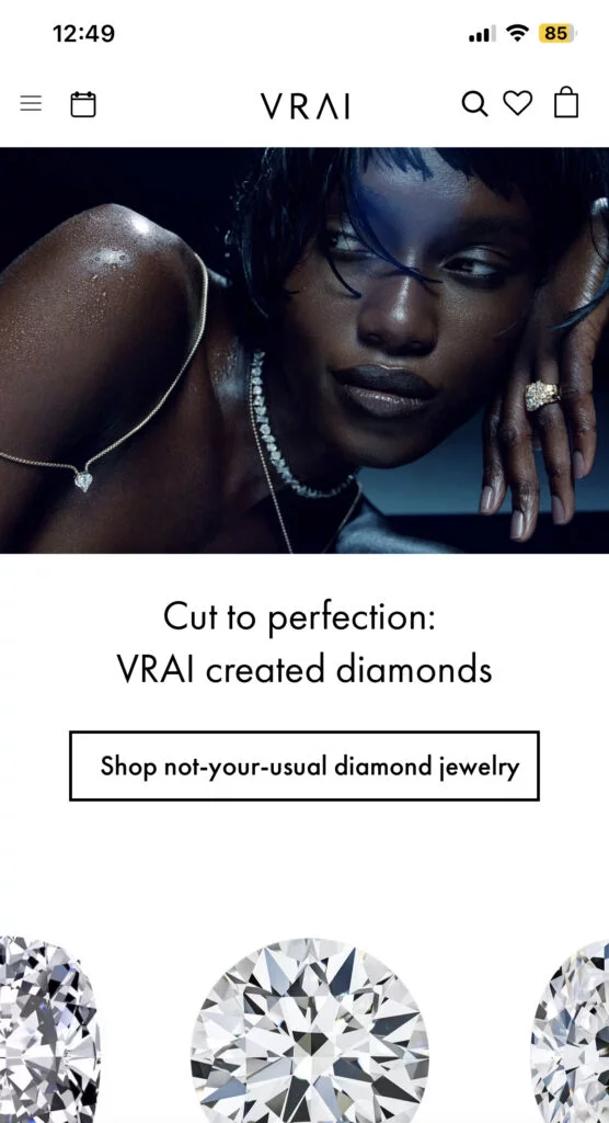 VRAI mobile landing page