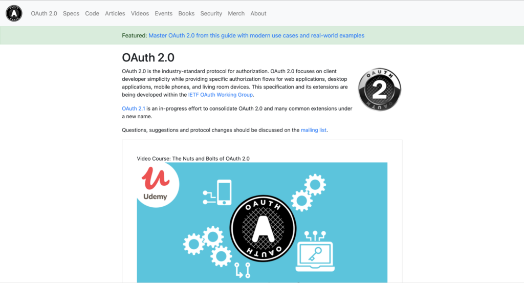 OAuth landing page