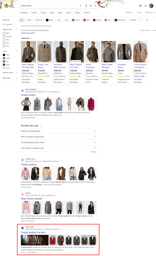 tweed jacket SERP