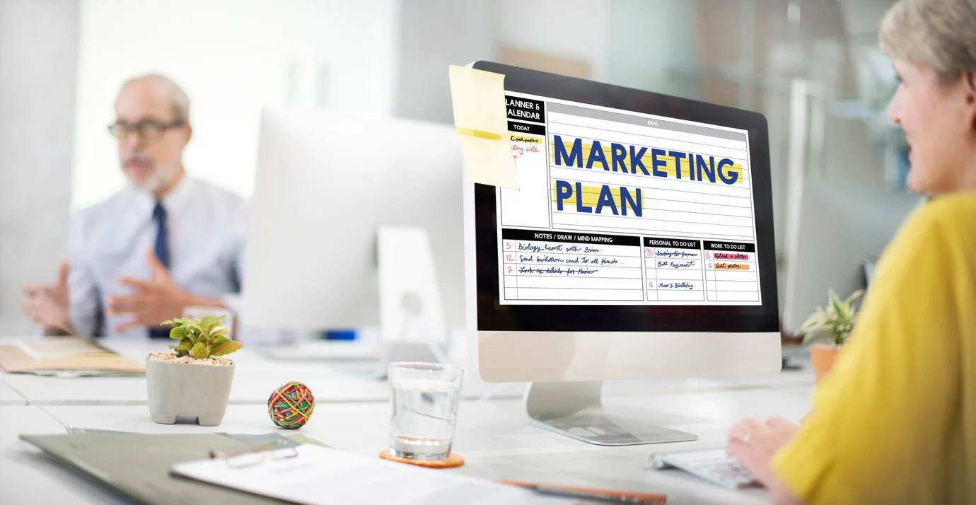 Marketing plan strategy calendar planner concept