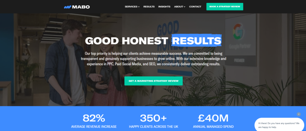 Top 17 Google Ads Agencies in the UK (2025) 14 14. Mabo – Creative Campaigns That Connect