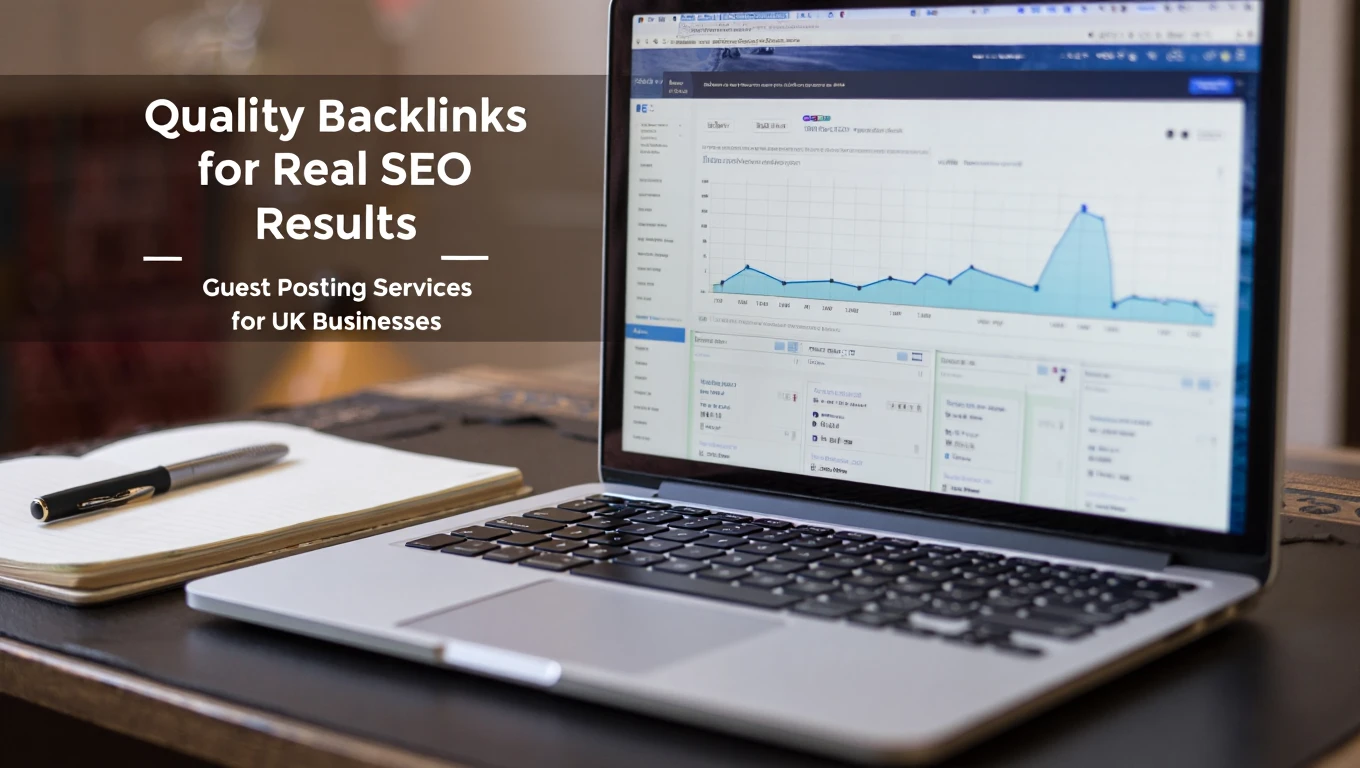 SEO analytics dashboard showing backlink growth results from quality guest posting services for businesses