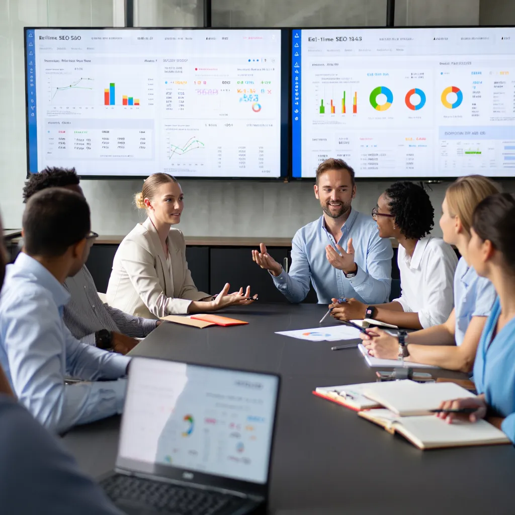 Team monitoring SEO reporting systems