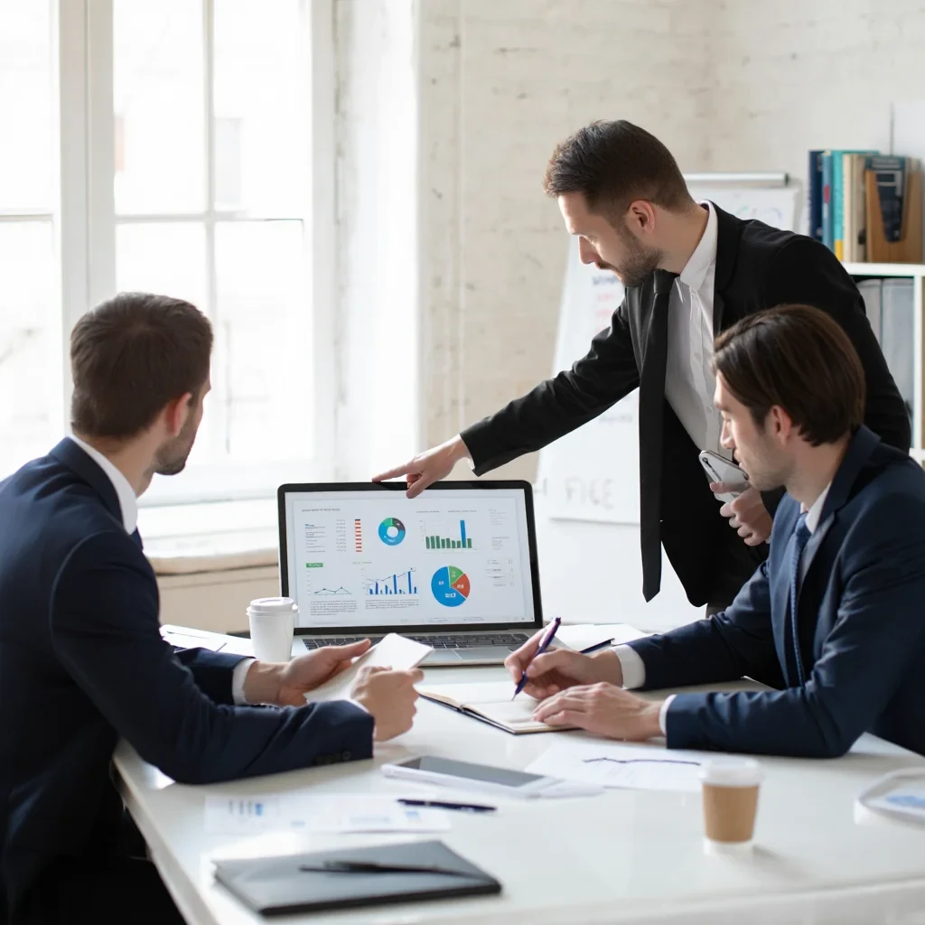 Consultant presenting analytics to clients