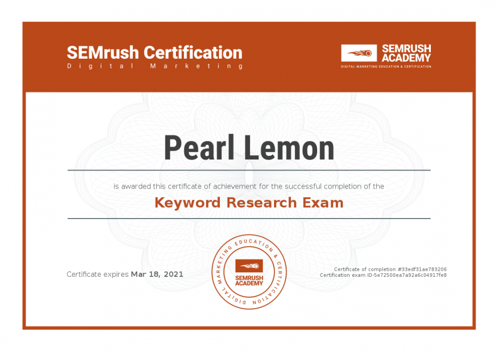 Certificate-keyword-research