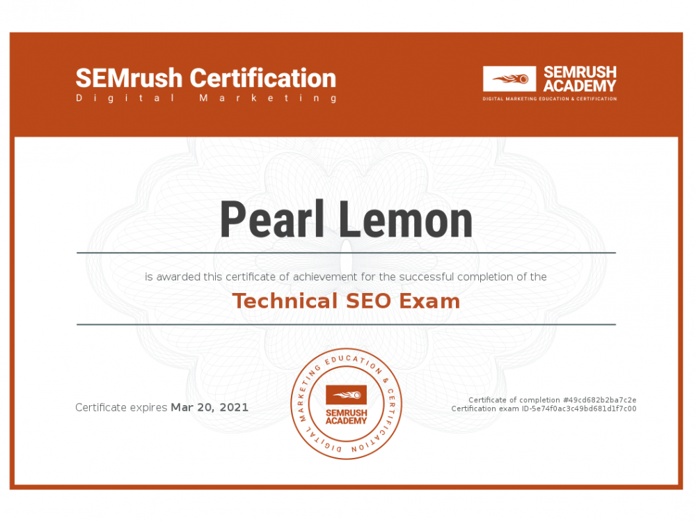 Certificate-technical-seo