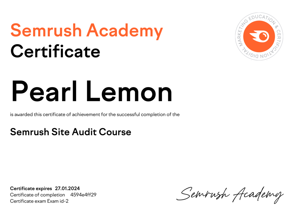 Semrush Site Audit Course