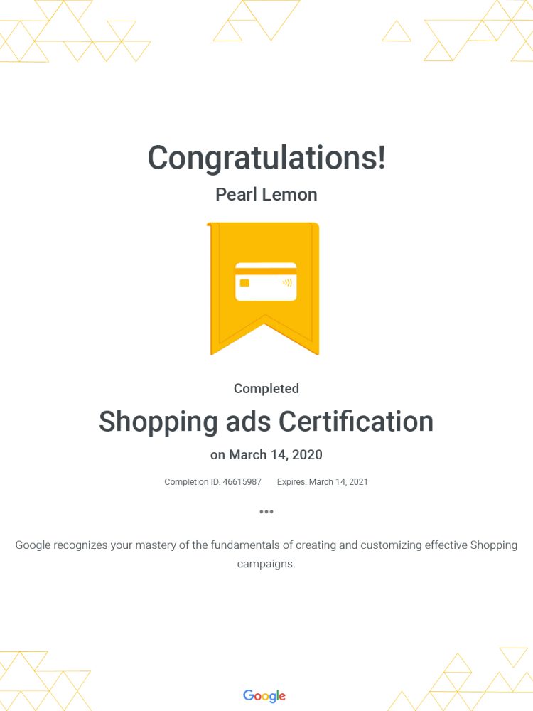 Shopping Ads Certification - Google